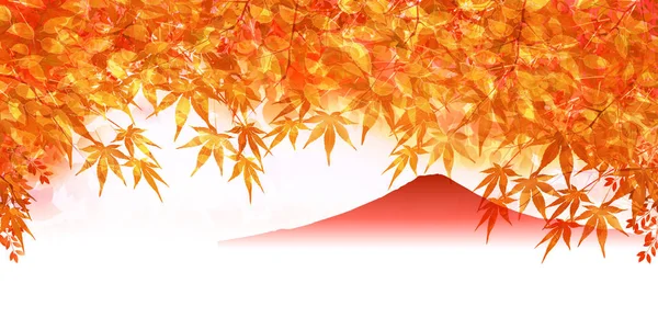 Autumn Leaves Fuji Mountain Background — Stock Vector