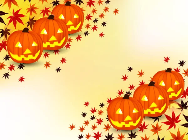 Halloween Dýně Podzim Listy Pozadí — Stockový vektor