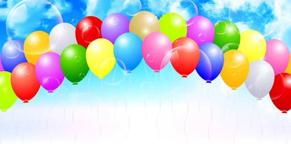 Balloons Sky Landscape Background — Stock Vector