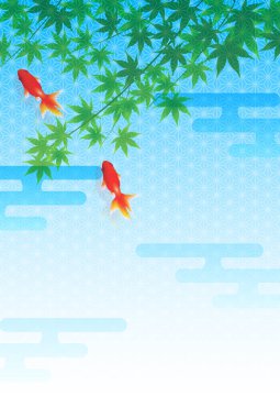 Yaz tebrik Goldfish Japon Kağıt arka plan
