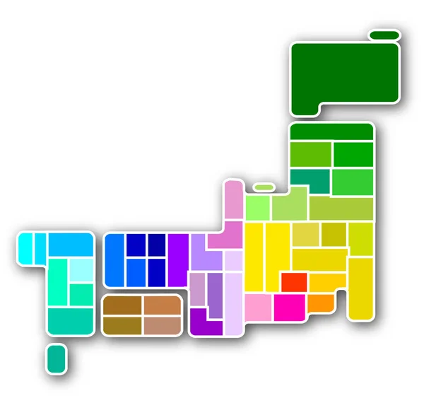 Barvitá Ikona Mapy Japonska — Stockový vektor