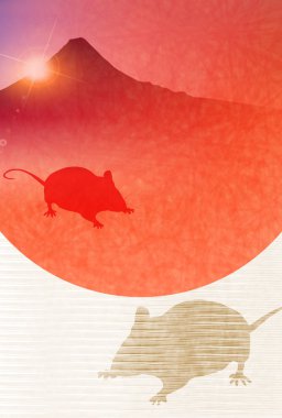 fare Yeni yıl kartı Fuji arka plan