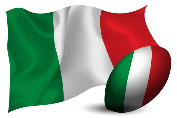 Italiaanse Rugby Bal Nationale Vlag — Stockvector