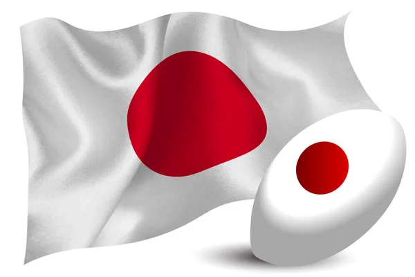 Japón Pelota Rugby Bandera Nacional — Vector de stock