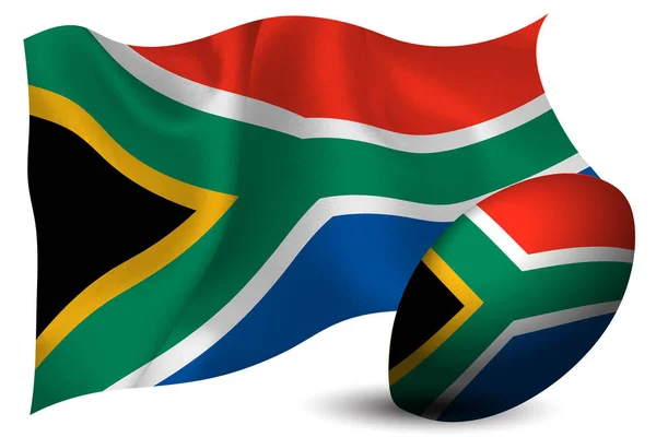 Dél Afrika Rögbi Labda Nemzeti Zászló — Stock Vector