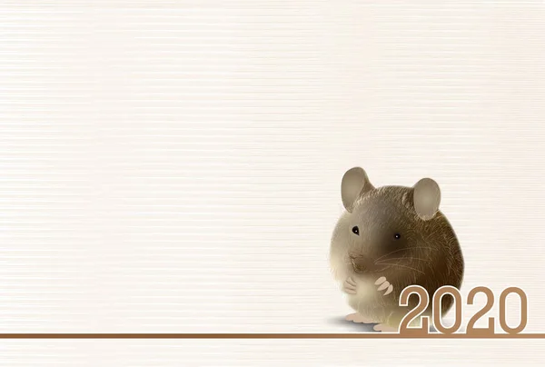 Kartu Baru Mouse Latar Belakang Kertas Jepang - Stok Vektor