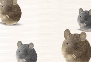 fare yeni yıl kartı Japon Kağıt arka plan