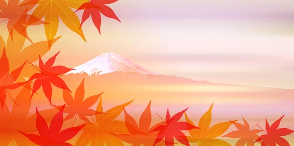 Herbst Blätter Ahorn Fuji Hintergrund — Stockvektor