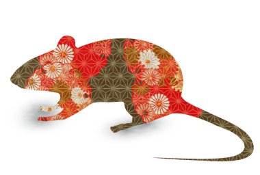 fare Yeni yıl kartı Japon desen simgesi