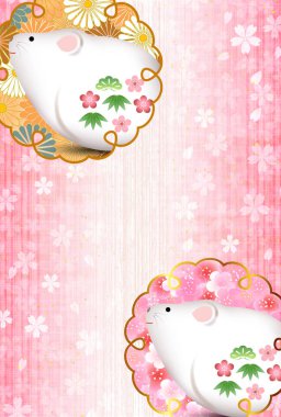 fare yeni yıl kartı Japon Kağıt arka plan