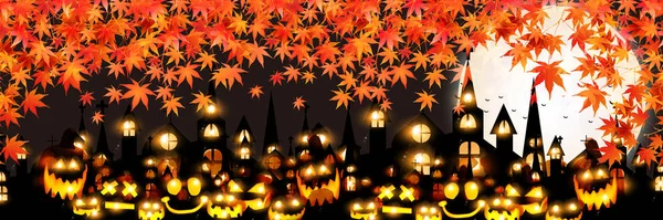 ハロウィーン秋カボチャメープルの背景 — ストックベクタ
