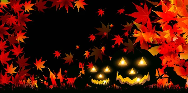 Halloween Jesień Dynia Klon Tło — Wektor stockowy
