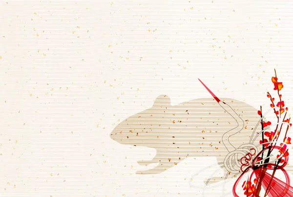 Myš Pozadí Nového Roku Japonském Papíře — Stockový vektor