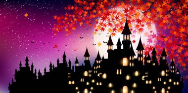 Cadılar Bayramı sonbahar kale arka plan