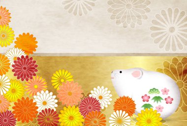fare yeni yıl kartı Japon Kağıt arka plan