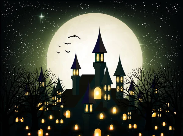 Halloween Outono Castelo Fundo —  Vetores de Stock