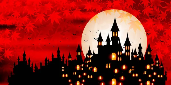 Halloween Herfst Kasteel Achtergrond — Stockvector