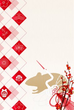 fare yeni yıl kartı Japon Kağıt arka plan