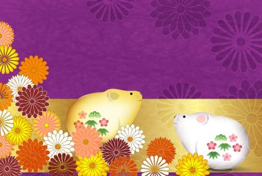 fare yeni yıl kartı Japon Kağıt arka plan