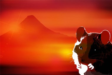 fare yeni yıl kartı Japon Kağıt arka plan