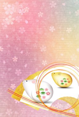 fare yeni yıl kartı Japon Kağıt arka plan