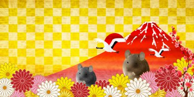 fare yeni yıl kartı Japon Kağıt arka plan