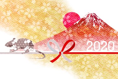 fare yeni yıl kartı Japon Kağıt arka plan