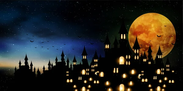 Halloween Herbst Burg Hintergrund — Stockvektor