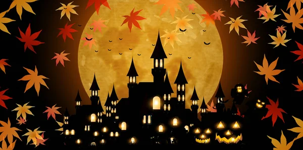 Halloween Autumn Castle Background — Stock Vector