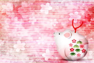 fare yeni yıl kartı Japon Kağıt arka plan