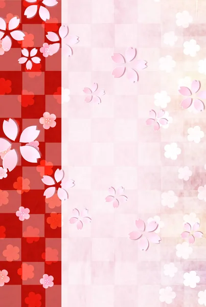Nyårskort Cherry Blossoms Japanskt Papper — Stock vektor