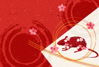 fare yeni yıl kartı Japon Kağıt arka plan
