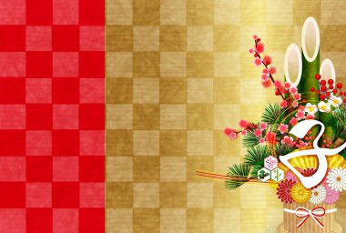 fare yeni yıl kartı Japon Kağıt arka plan