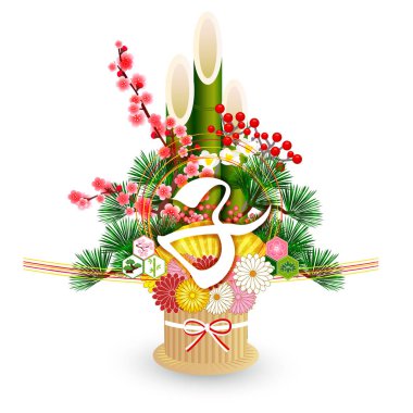 Fare Yeni Yıl Kartı Kadomatsu simgesi