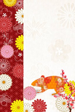 fare yeni yıl kartı Japon Kağıt arka plan