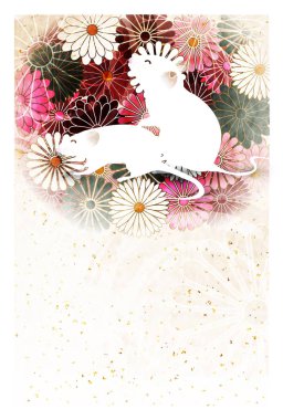 fare yeni yıl kartı Japon Kağıt arka plan