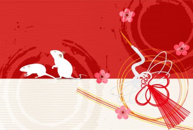 fare yeni yıl kartı Japon Kağıt arka plan