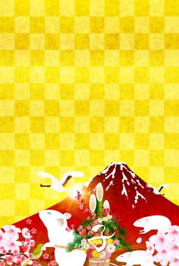 fare yeni yıl kartı Japon Kağıt arka plan