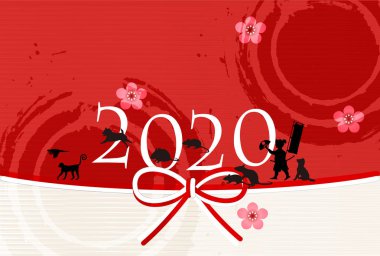 fare yeni yıl kartı Japon Kağıt arka plan