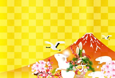 fare yeni yıl kartı Japon Kağıt arka plan
