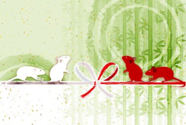 fare yeni yıl kartı Japon Kağıt arka plan