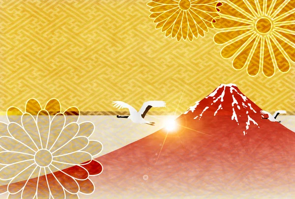 Fuji Neujahrskarte Sunrise Hintergrund — Stockvektor