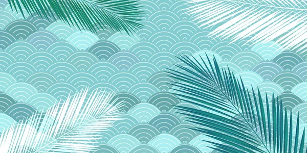 Пальмова Морська Хвиля Синій Фон — стоковий вектор