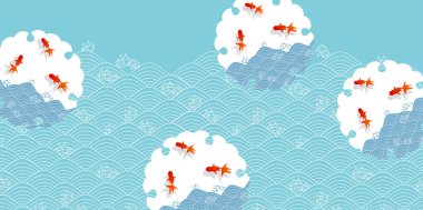 Yaz tebrik kartı japon balığı şablonu