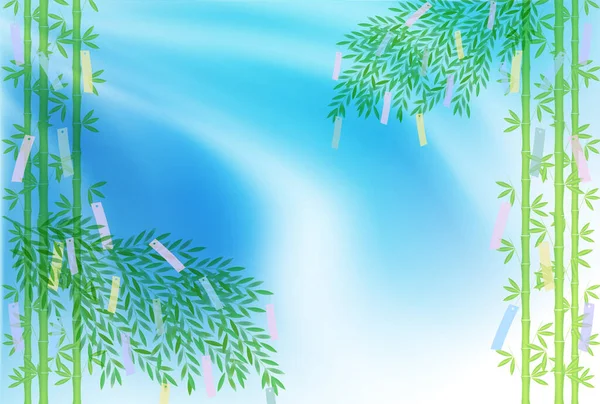 Tanabata Láctea Bambu Grama Fundo — Vetor de Stock