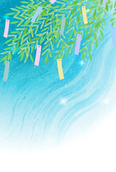 Tanabata Vintergatan Bambu Gräs Bakgrund — Stock vektor