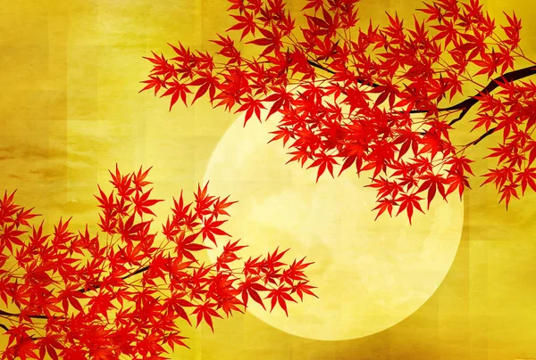 Otoño Deja Fondo Luna Arce — Vector de stock