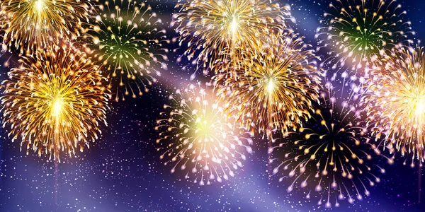 Fireworks Summer Festival Watercolor Background — Stock Vector