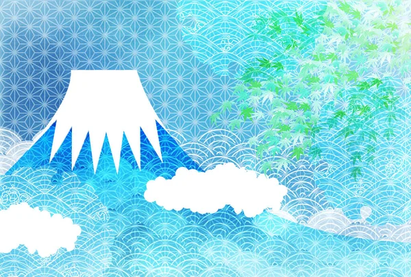 Mont Fuji Vague Motif Japonais Fond — Image vectorielle