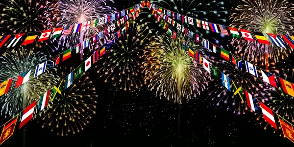 Feuerwerk Sommer Flagge Bunten Hintergrund — Stockvektor